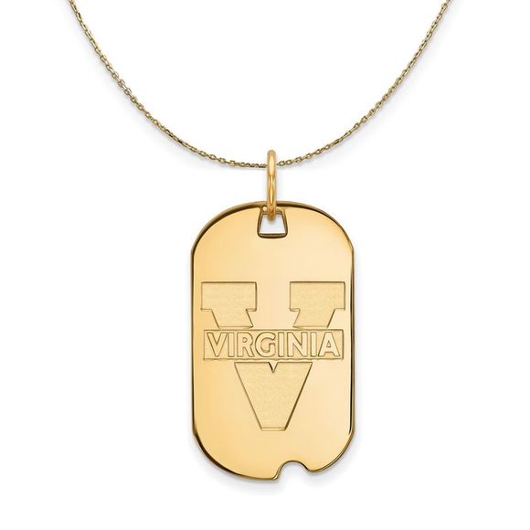 14k Yellow Gold U. of Virginia Dog Tag Necklace - 22 Inch - Picture 1 of 7